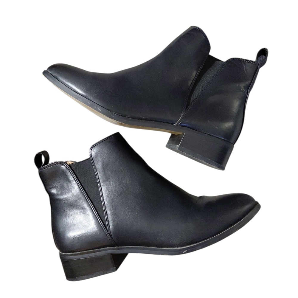 J Crew Fallon Black Leather Ankle Boots Women's Size 7 Black Booties